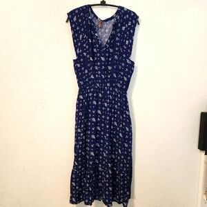 Stetson Floral Blue Sleeveless Midi Dress, Size M‎